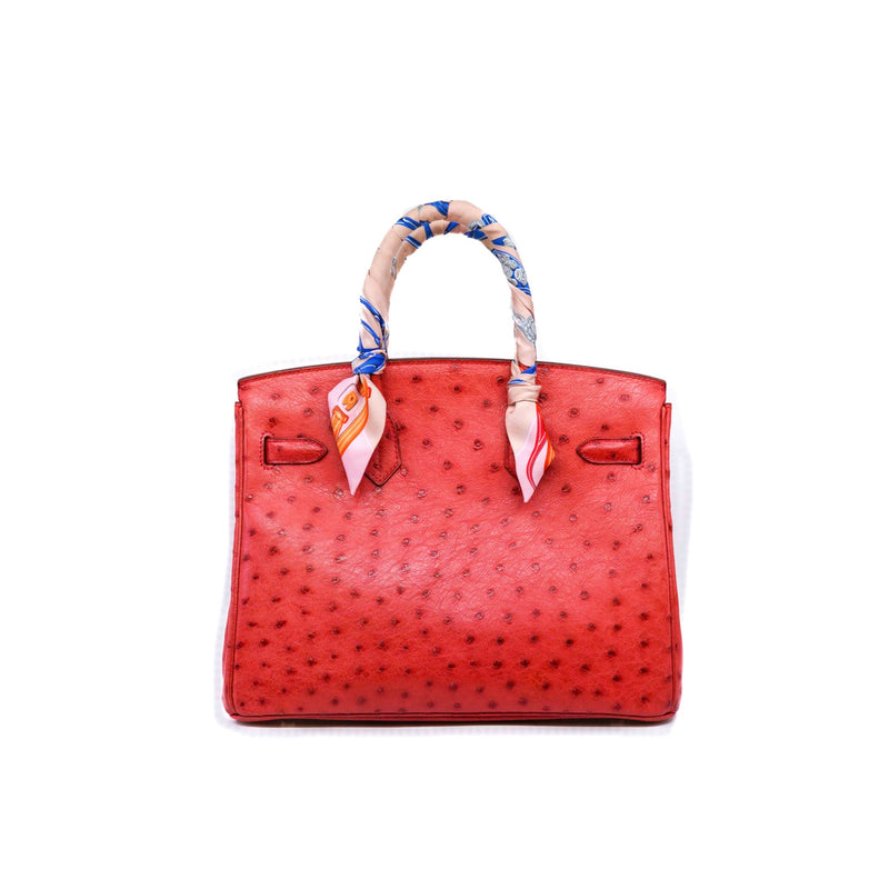 birkin 30 with twilly in ostrich Bougainvillea phw square O stamp 2011