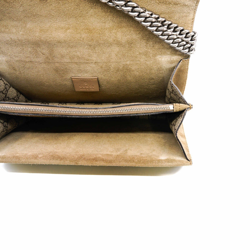 Dionysus medium printed coated-canvas and suede shoulder bag in brown color