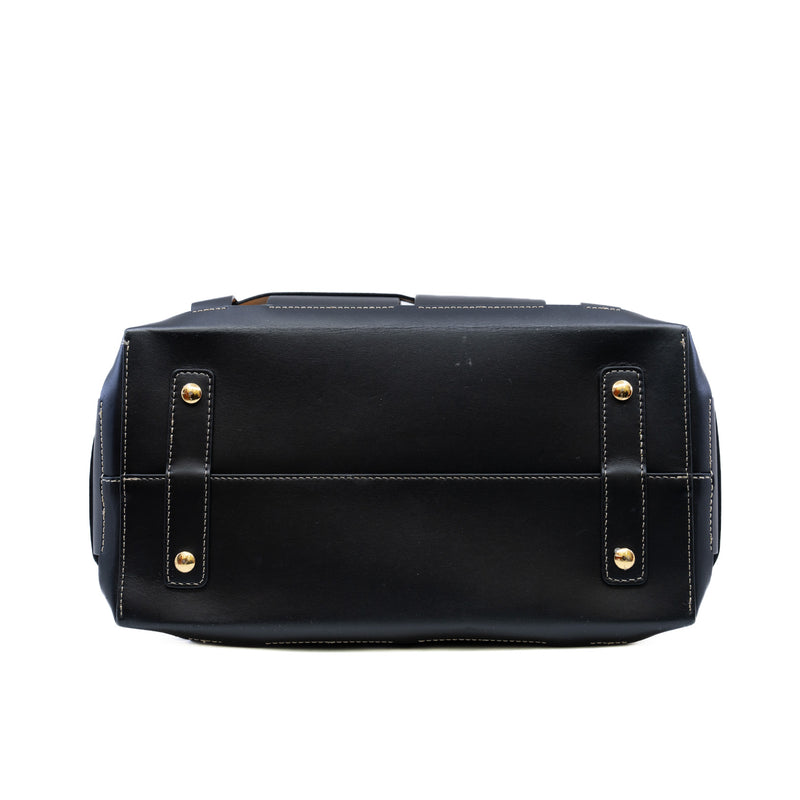 leather woven tote in black and white - L'UXE LINK