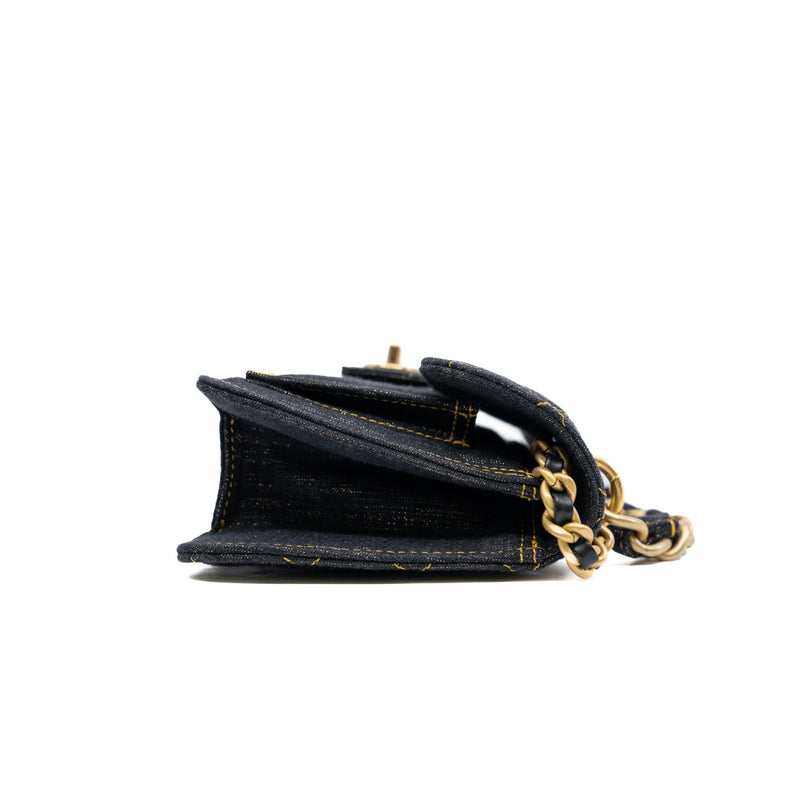23s Small Flap Bag Dark Blue Denim GHW Seri K90Xxxx - L'UXE LINK