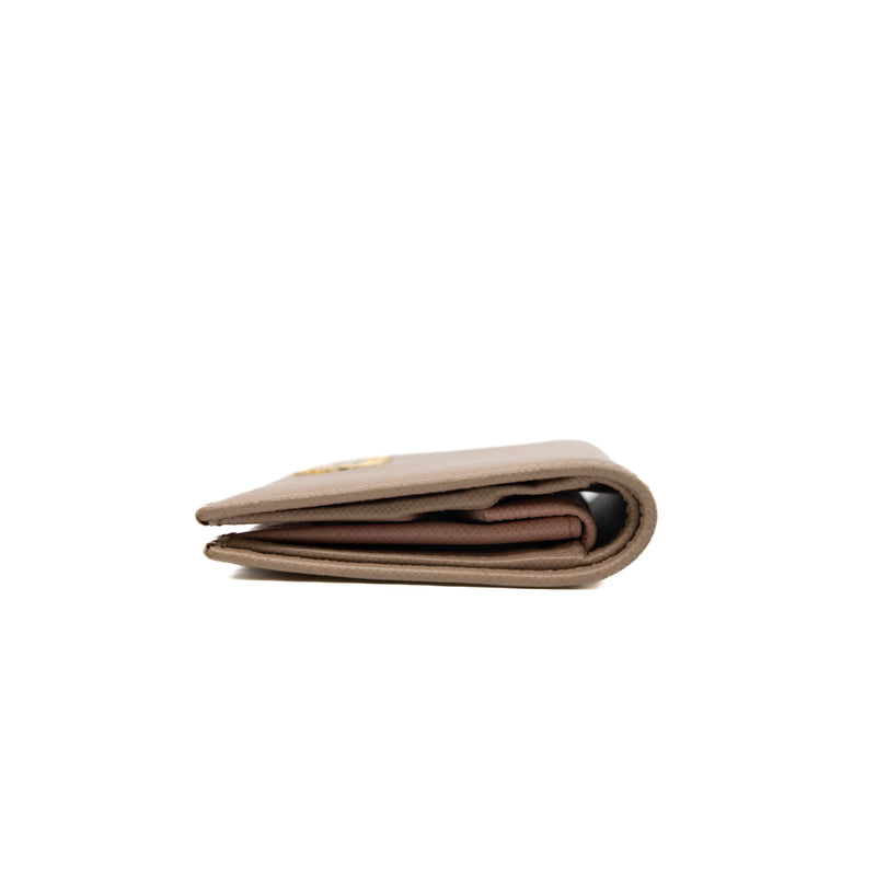 short wallet in beige leather - L'UXE LINK