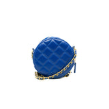 thumbnail Mini around vanity case with pearl crush in lambskin blue ghw seri 30