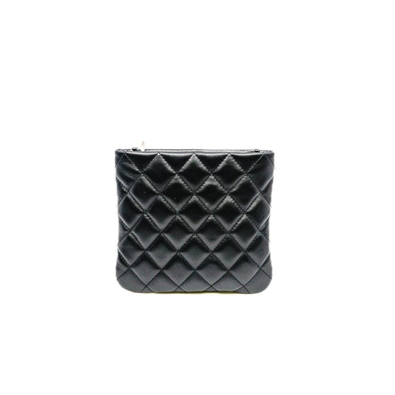 quilted crossbody bag in black lambskin phw seri29