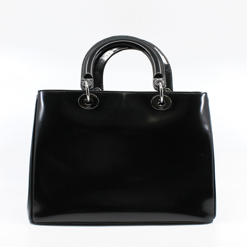 Medium Diorissimo In Black Patent Leather Handbag PHW With Strap - L'UXE LINK