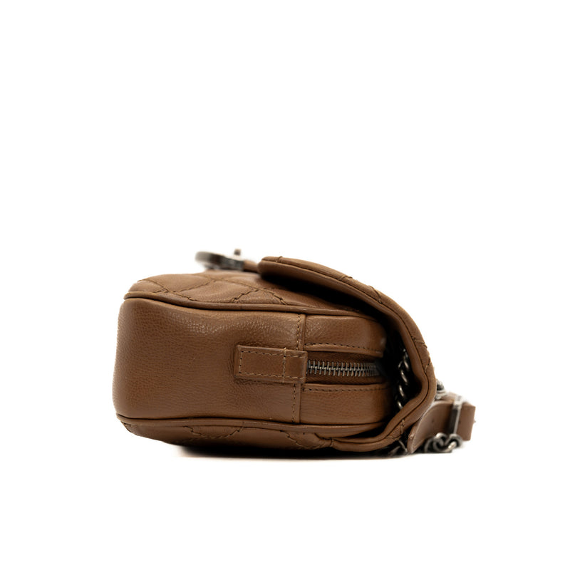 Medium Coco Sporran In Brown Calfskin Leather Quilted Shoulder Bag PHW Seri 18