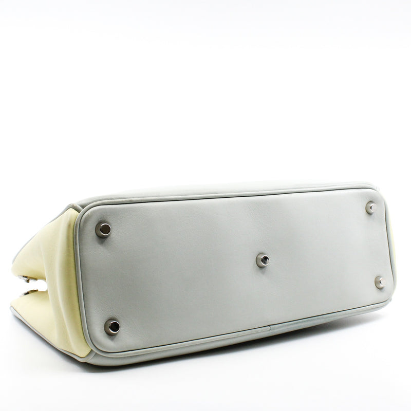 Medium Diorissimo In Grey/Yellow/Pink Calfskin Leather Handbag PHW With Strap - L'UXE LINK