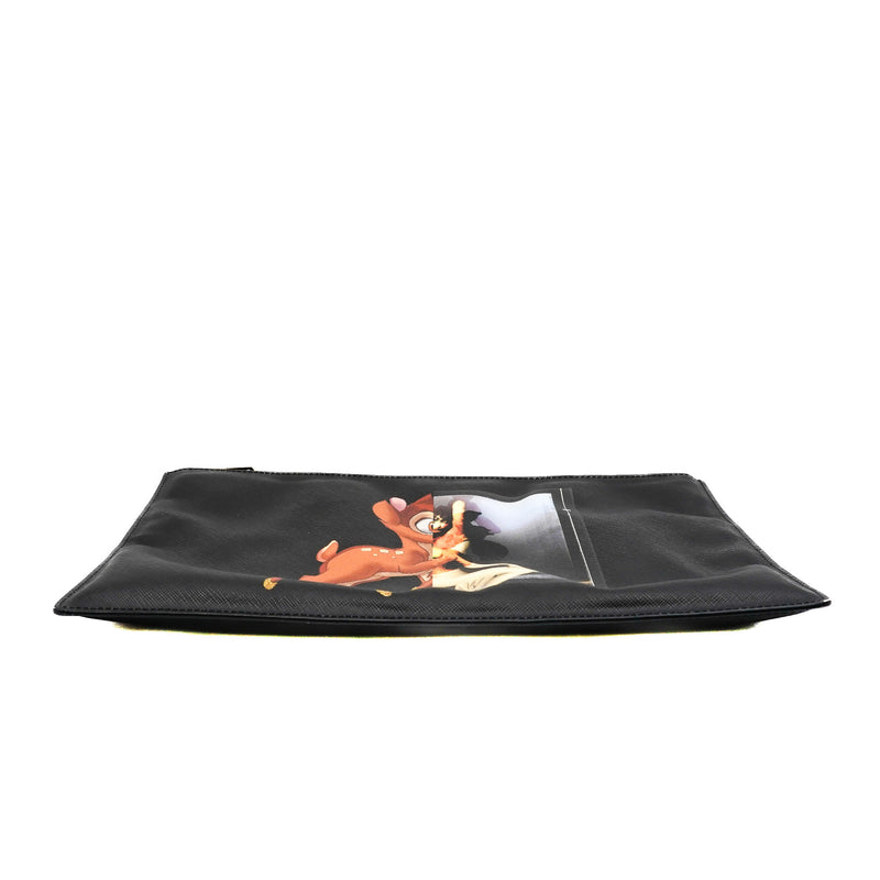 Bambi Print Black Medium Textured Coated Canvas Cosmetic Pouch GHW - L'UXE LINK