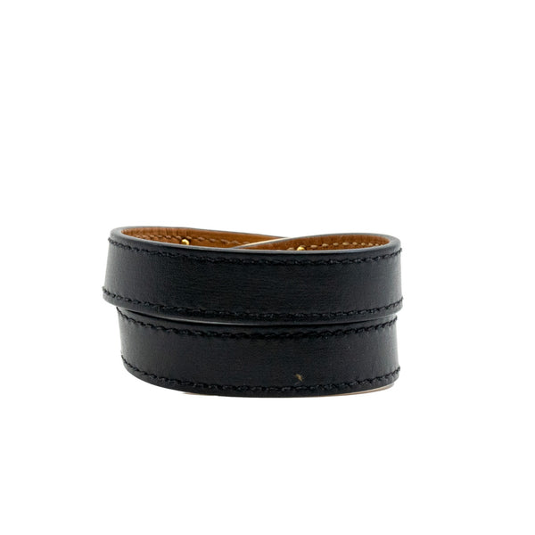 kelly double tour leather bracelet in black swift leather ghw
