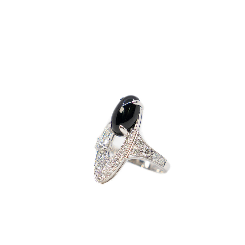 Elisa 18K White Gold Diamond With Black Onyx Ring - L'UXE LINK