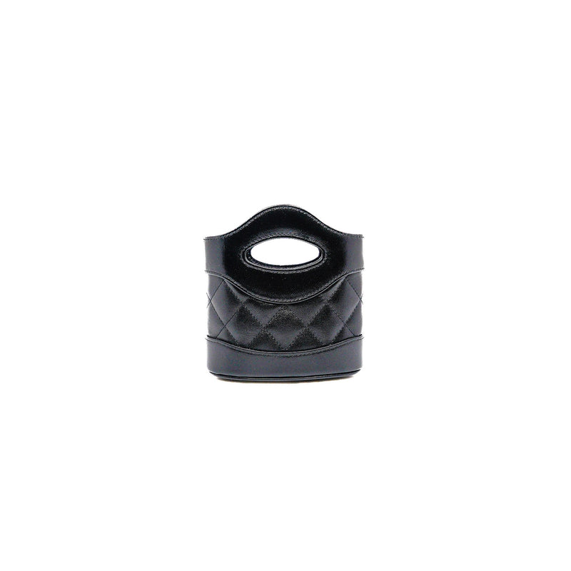 nano 31 bag in black shiny leather phw
