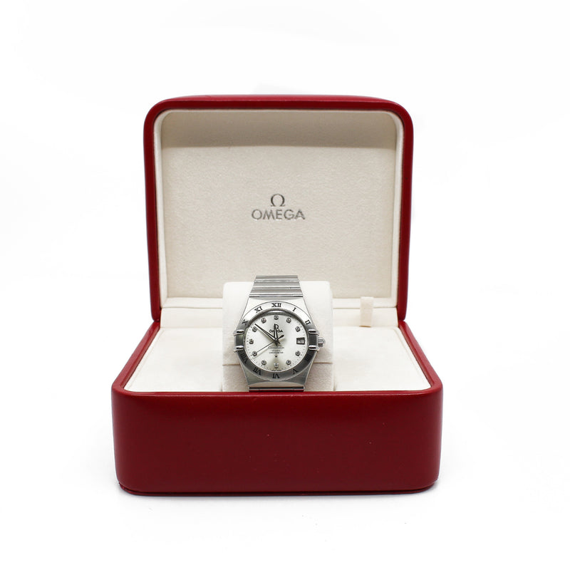 36mm constellation pearl dial diamond watch steel band #O1111O362052001 - L'UXE LINK