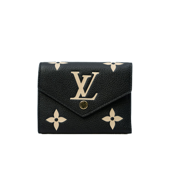 Victorine Bicolor Monogram Empreinte Leather Wallet In Black And Beige GHW - L'UXE LINK