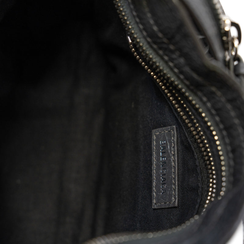 Mini Le City Bag In Black Arena Storico Lambskin PHW With Logo Strap - L'UXE LINK