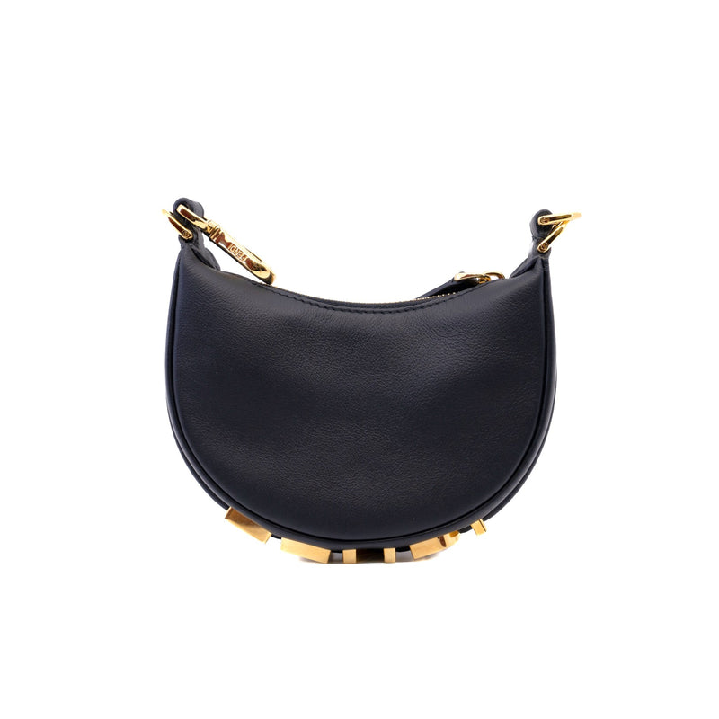 Nano Fendigraphy Black Leather Charm Hobo Bag GHW - L'UXE LINK