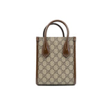 thumbnail Mini Tote Bag With Interlocking G In Beige And Ebony GG Supreme Canvas GHW
