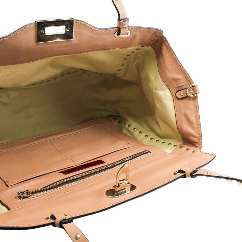 Garavani Rockstud Tote Leather Beige - L'UXE LINK