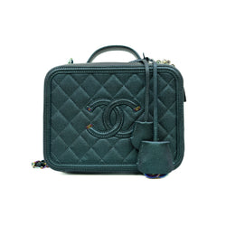 medium Top handle vanity box in caviar blue and purple