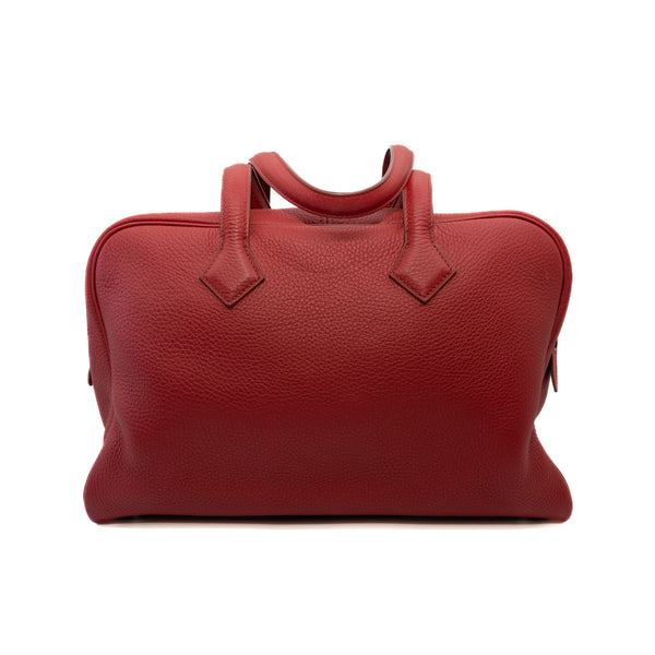 Victoria 35 Buckle Bag Clemence Leather Red PHW Q Stamp - L'UXE LINK