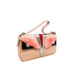 thumbnail Fendi monster baguette clutch in leather/fur pink