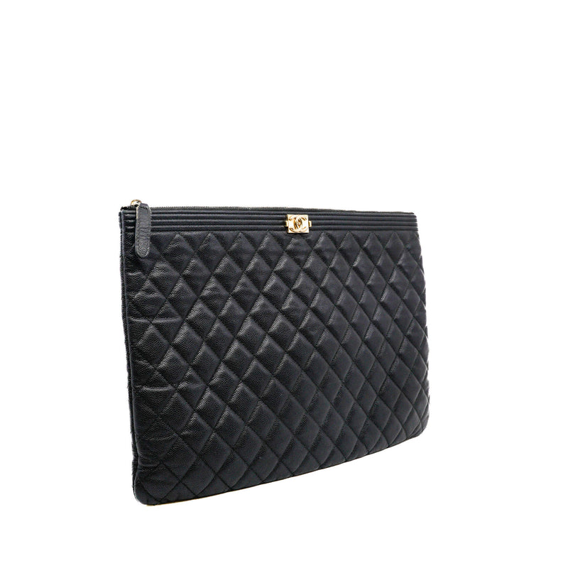 Large Boy O-Case Clutch In Black Caivar Lether Seri 24