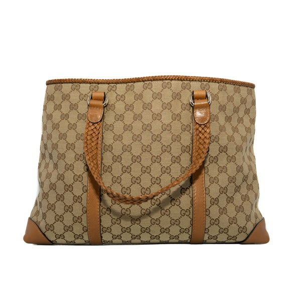 GG In Brown/Beige Canvas/Leather Marrakech Tote Bag GHW - L'UXE LINK