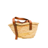 thumbnail Small Basket in Raffia/Calfskin brown PHW
