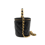 thumbnail round vanity with top handle in black lambskin ghw #TAGNXXXX