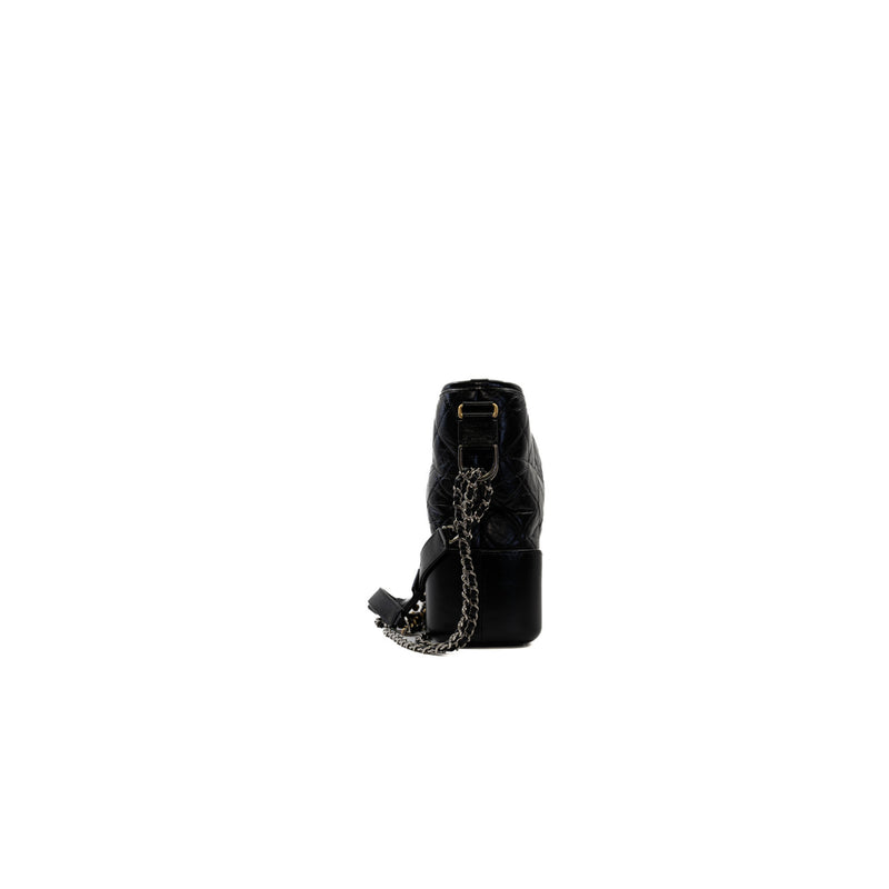 Medium Gabrielle Black In Aged Calfskin Hobo Bag Multicolor Hardware Seri 28 - L'UXE LINK
