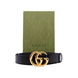 GG Marmont Leather Belt With Shiny Buckle Size 85 - L'UXE LINK
