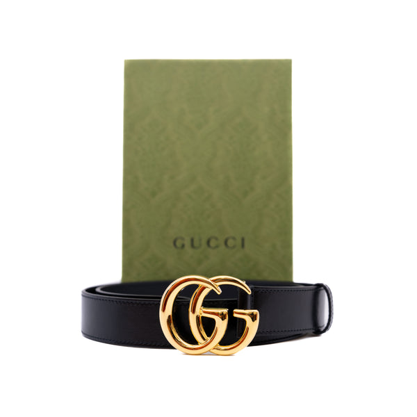 GG Marmont Leather Belt With Shiny Buckle Size 85 - L'UXE LINK