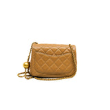 thumbnail Pearl Crush Mini Square Flap Bag Lambskin Beige GHW #AXA2XXXX