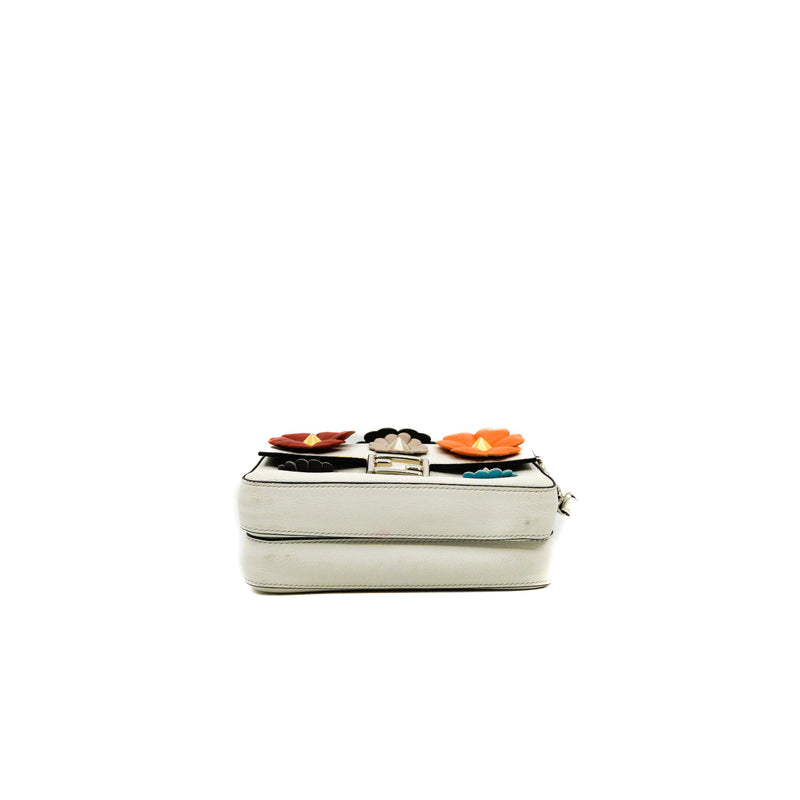 Micro Double Baguette Flowerland White Leather Handbag Multicolor Handware - L'UXE LINK
