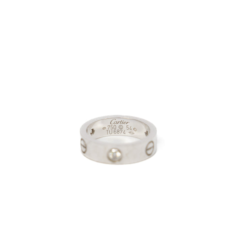 Love Ring In 18K White Gold Set With 3 Diamonds Size 54 rrp7100 - L'UXE LINK