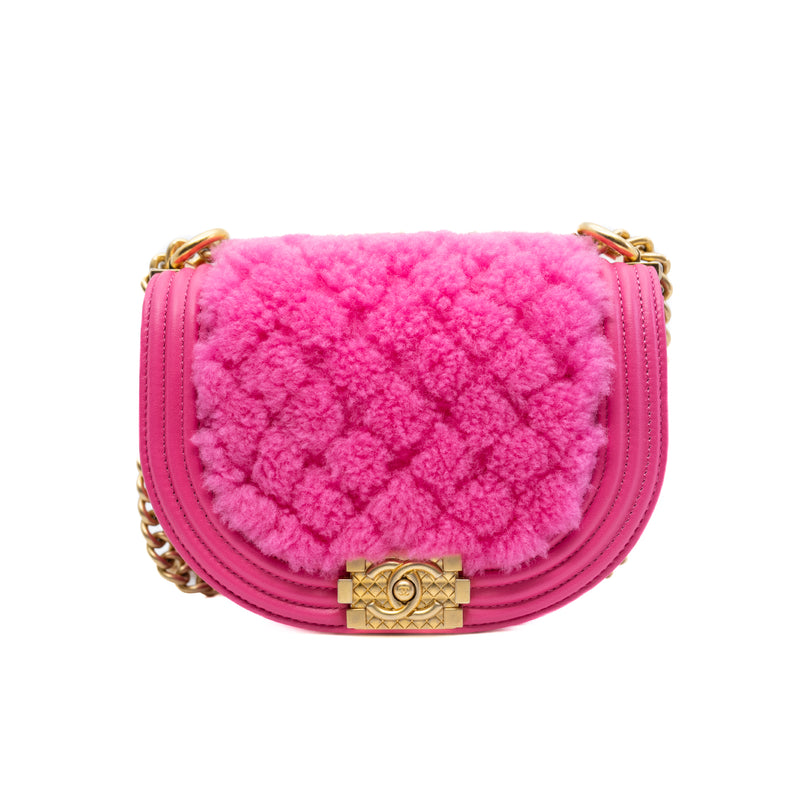 leboy curved messenger bag in fur leather pink ghw #X0N0xxxx
