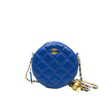 thumbnail Mini around vanity case with pearl crush in lambskin blue ghw seri 30