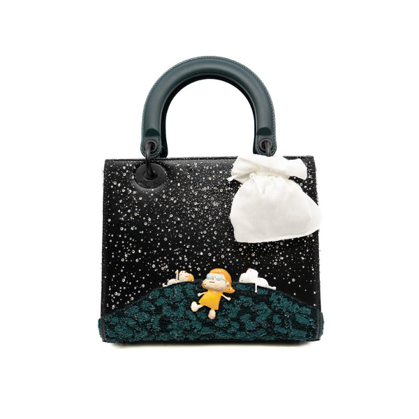 medium lady limited art with crystal buckle in lambskin dark green so black hw 2024