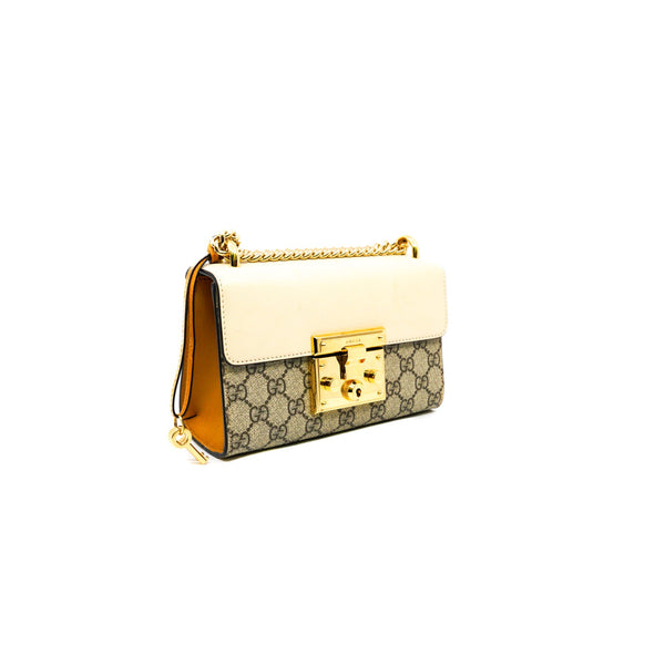 small padlock in beige leather ghw