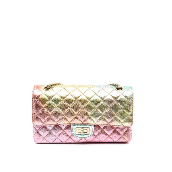 225 Reissue 2.55 In Rainbow Metallic Goatskin Quilted Flap Bag GHW Seri 30 - L'UXE LINK