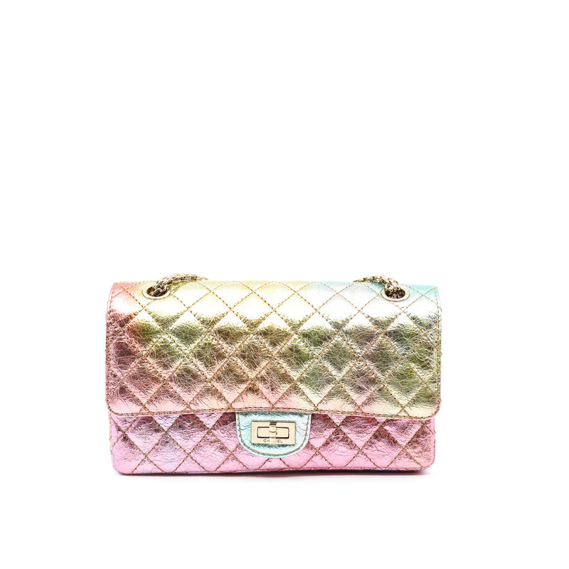 225 Reissue 2.55 In Rainbow Metallic Goatskin Quilted Flap Bag GHW Seri 30 - L'UXE LINK