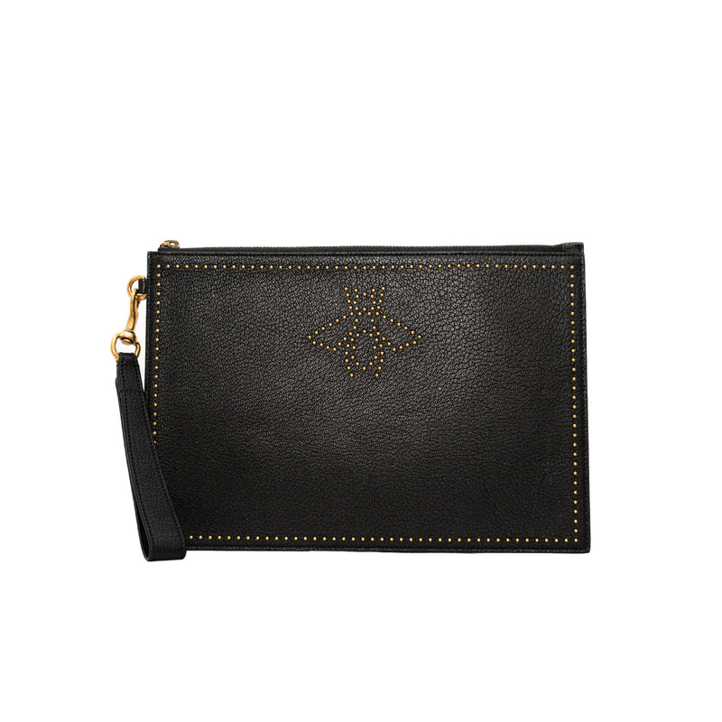 zippy clutch black calf skin - L'UXE LINK
