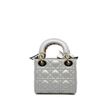thumbnail mini lady dior in lambskin pearl grey ghw 2023