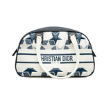 thumbnail large zip bowling bag printed star navy/white leather Ghw