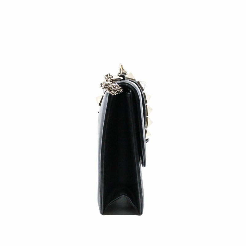 Rockstud Lock  Glam Bag leather black  ghw - L'UXE LINK
