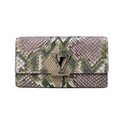 Capucines In Metallic Python And Leather Flap Snap Wallet PHW - L'UXE LINK