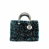 thumbnail medium diorissimo tote in blue/ black fur phw