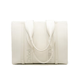 thumbnail medium woody tote in white leather