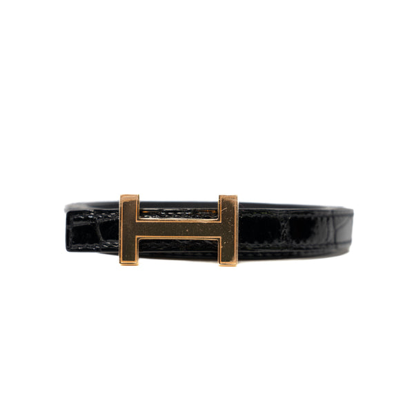 Focus 13mm Belt Buckle And Hermès Sur Mer Reversible Alligator/Swift Leather Strap Size 80 - L'UXE LINK