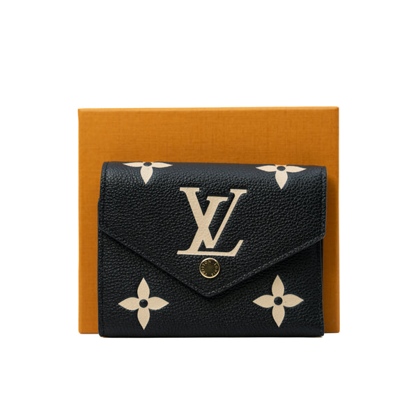 Victorine Bicolor Monogram Empreinte Leather Wallet In Black And Beige GHW - L'UXE LINK