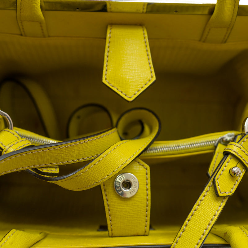 Saffiano Yellow Leather Petite Sac 2jours Elite Handbag With Strap - L'UXE LINK
