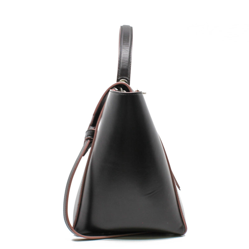 Mini Belt Bag In Smooth Calfskin Dark Brown/Pink Handbag PHW With Strap - L'UXE LINK